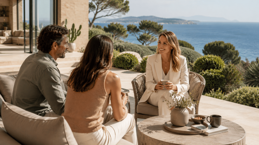 Rencontre confidentielle avec des acquéreurs dans une villa de prestige du Var