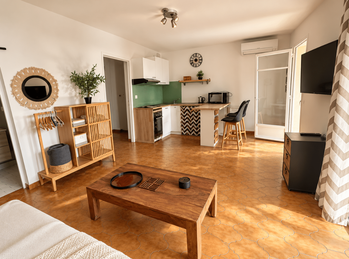 Studio à Sanary-sur-Mer, pièce de vie lumineuse repeinte, Maison & Vous