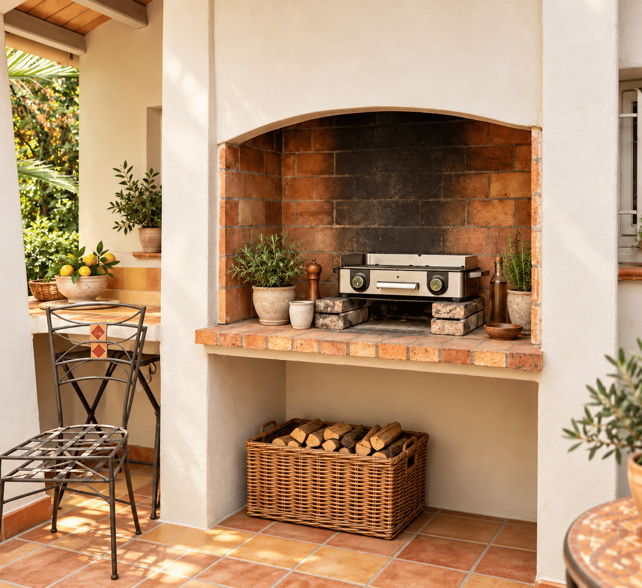 Villa d'architecte à vendre au Castellet : barbecue maçonné · Maison & Vous